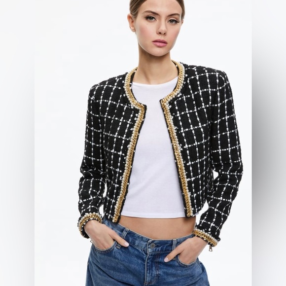 Alice + Olivia Jackets & Blazers - Alice + Olivia Sabina Threaded Windowpane Jacket